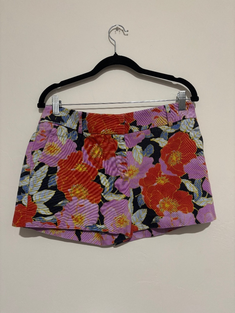 LOFT Riviera Floral Print Shorts - Poppy Orange & Purple - Size 4